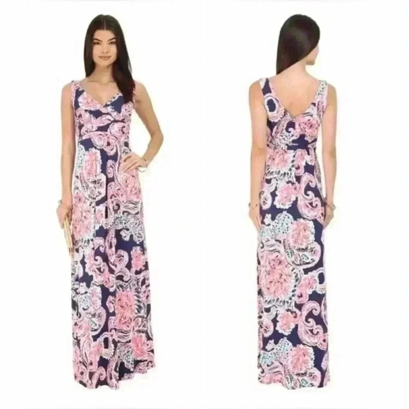 Lilly Pulitzer Sloane Maxi Dress Womens XS Pop Up For The Halibut Floral - Picture 1 of 10